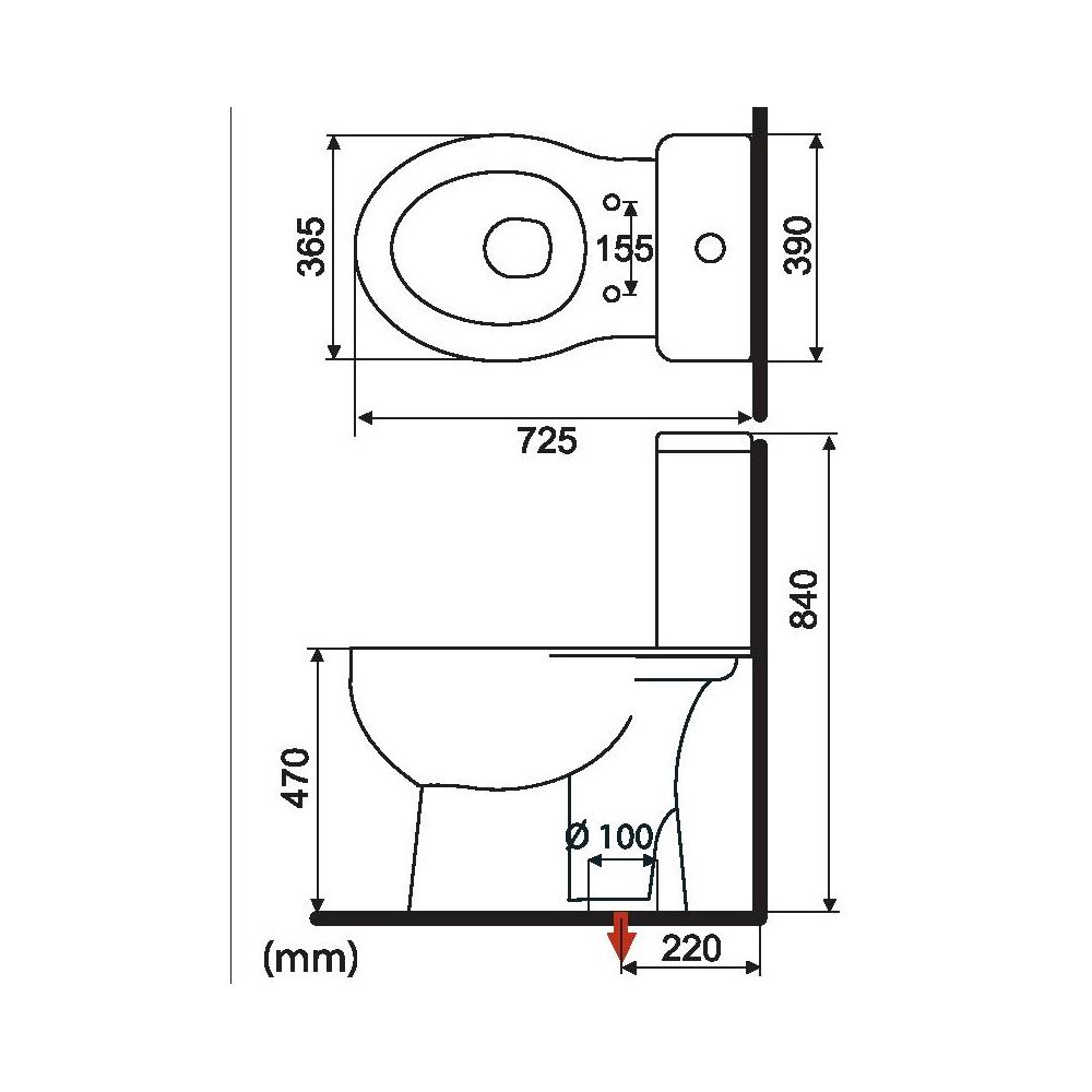  WC pack for standing installation vertical outlet