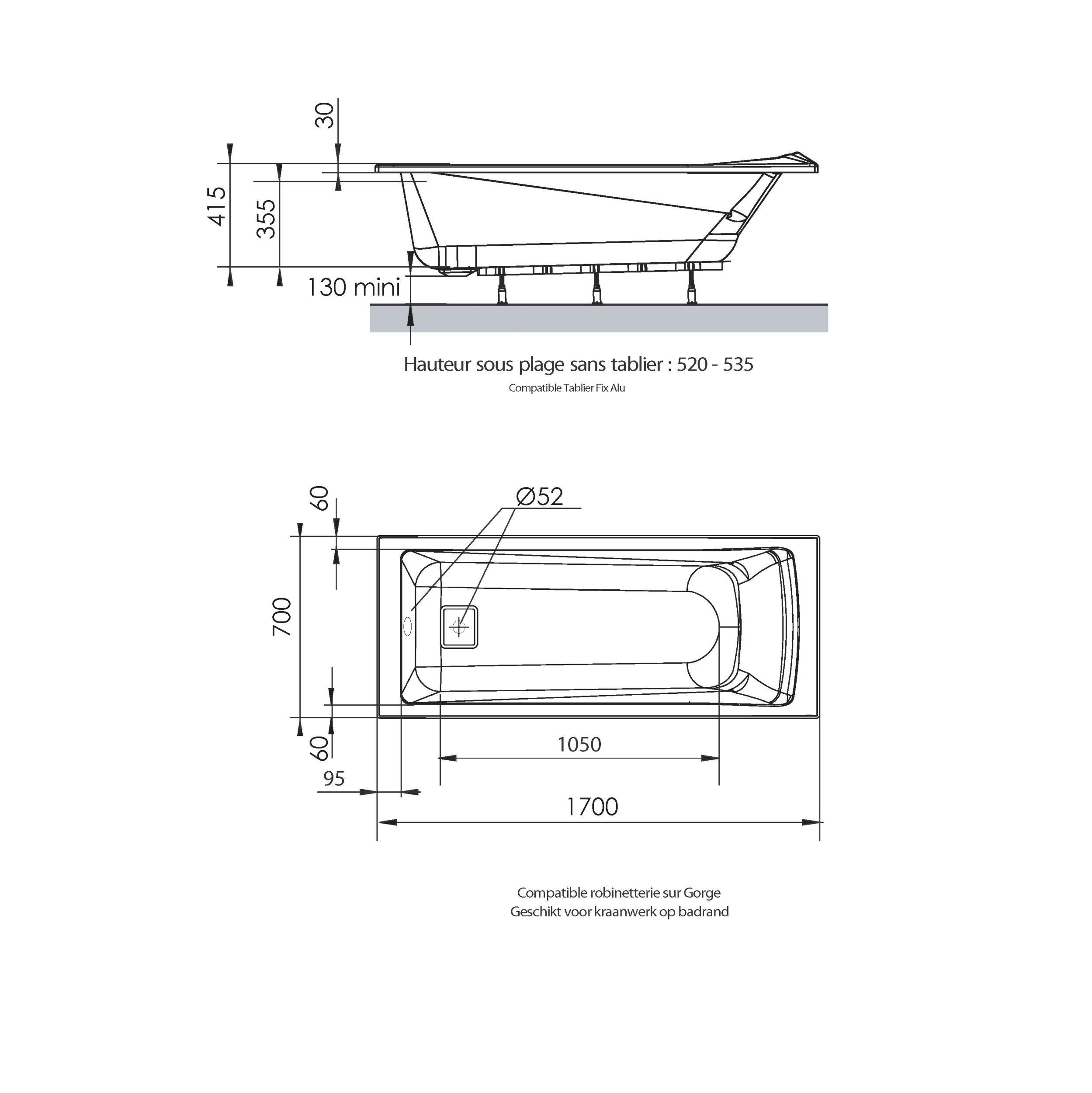  Baignoire rectangulaire