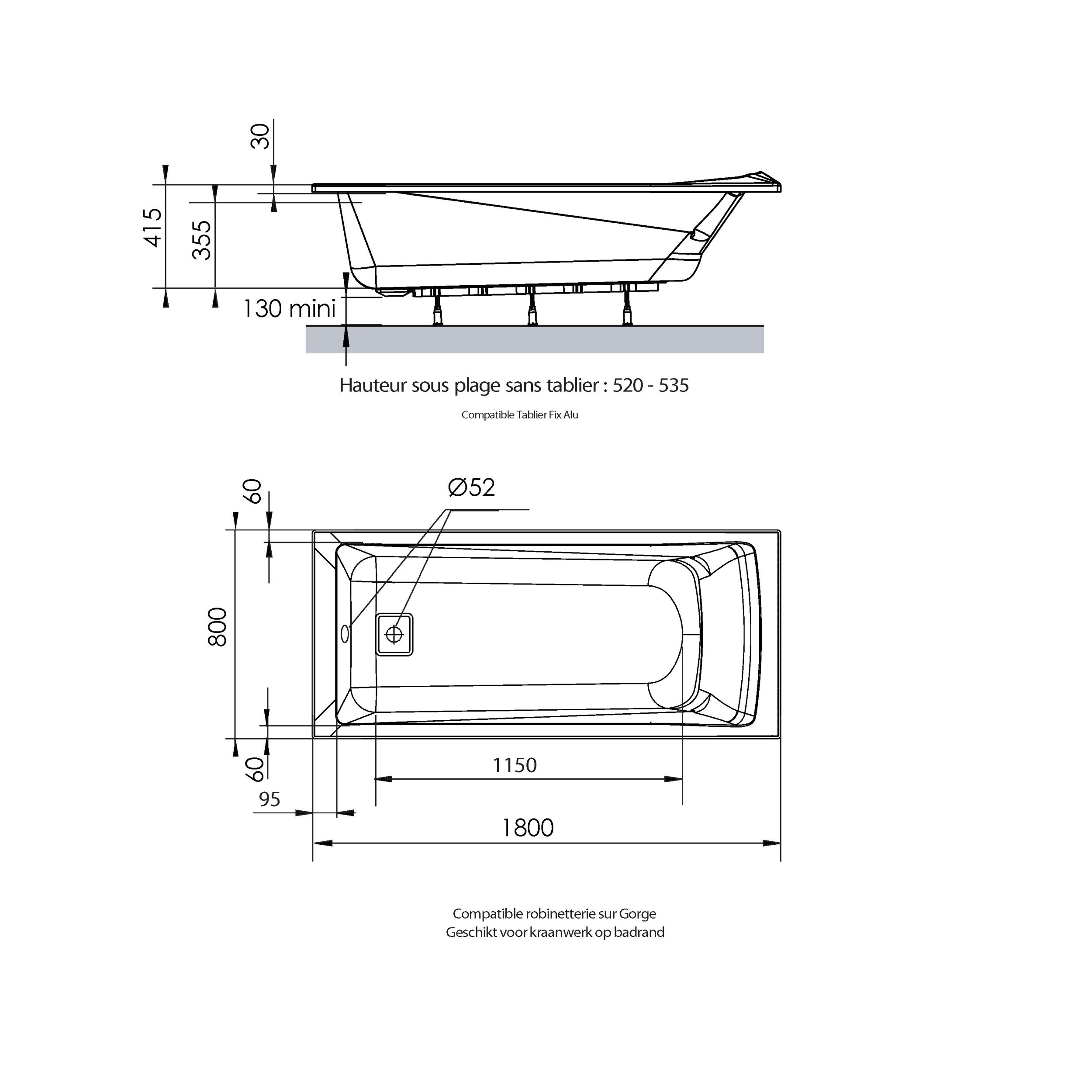  Baignoire rectangulaire