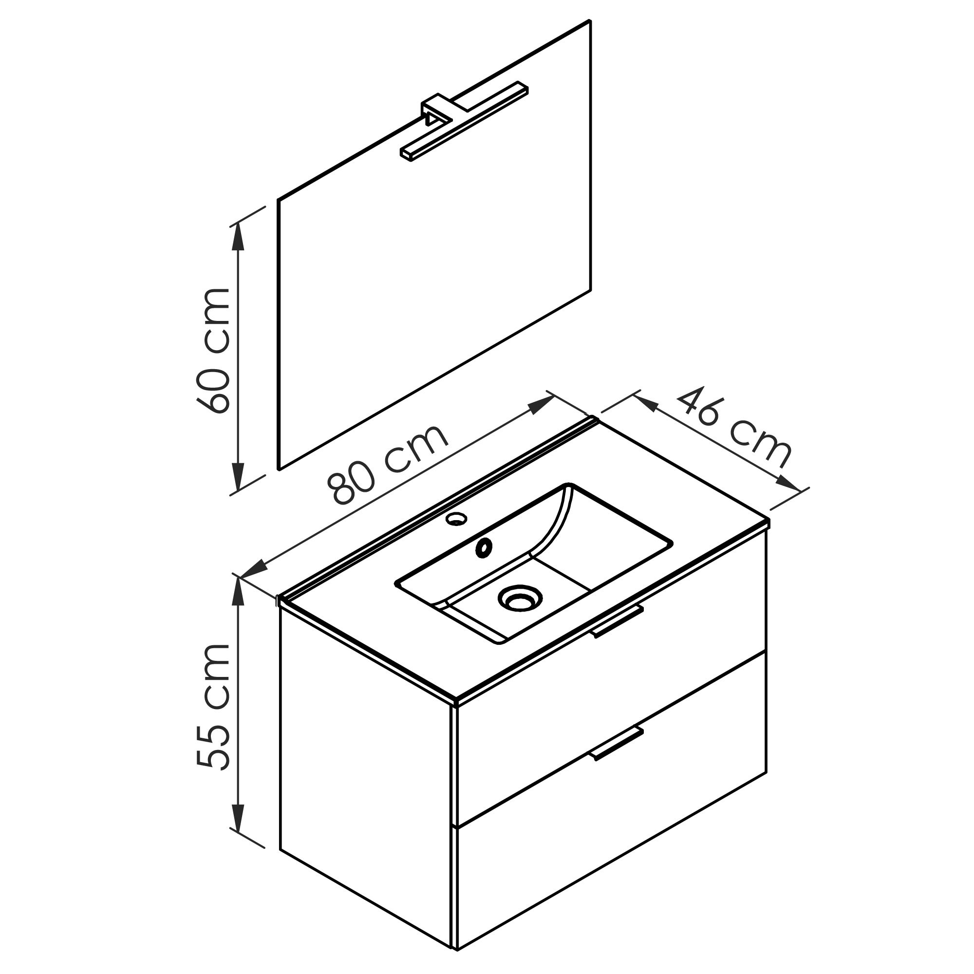  Wastafelonderbouw 80 cm - Lades