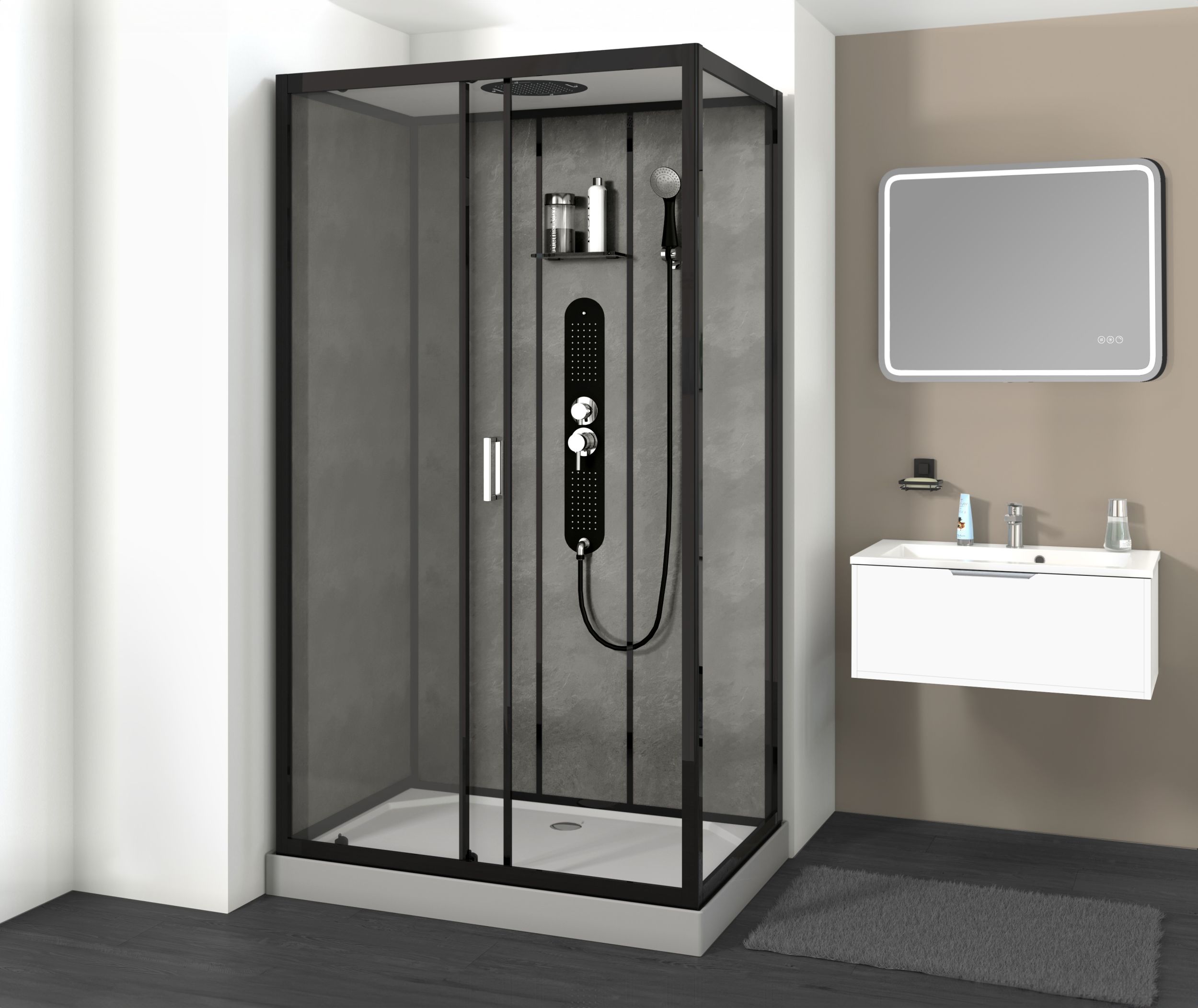  Cabine de douche rectangulaire