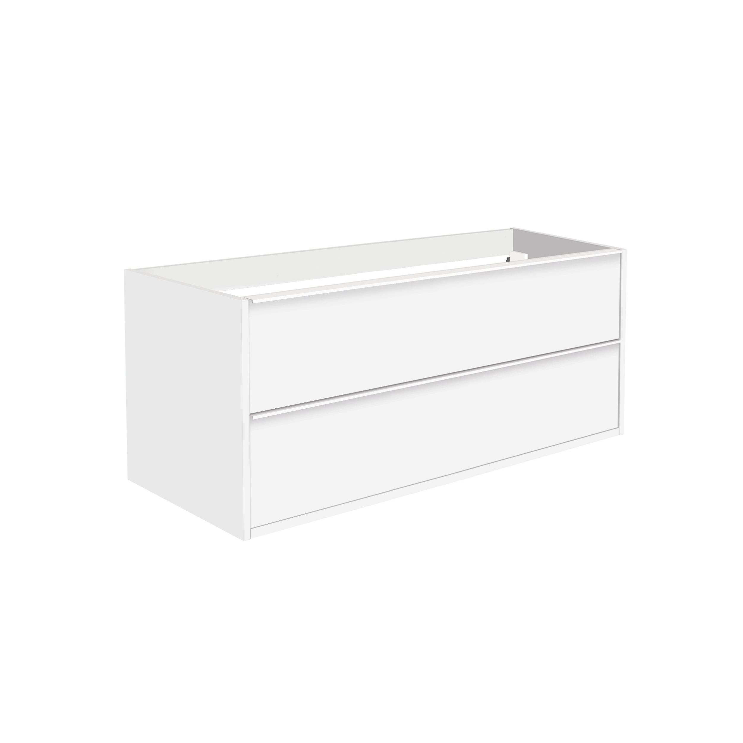  Meuble sous-vasque 120 cm avec poignées blanches - double passage siphon