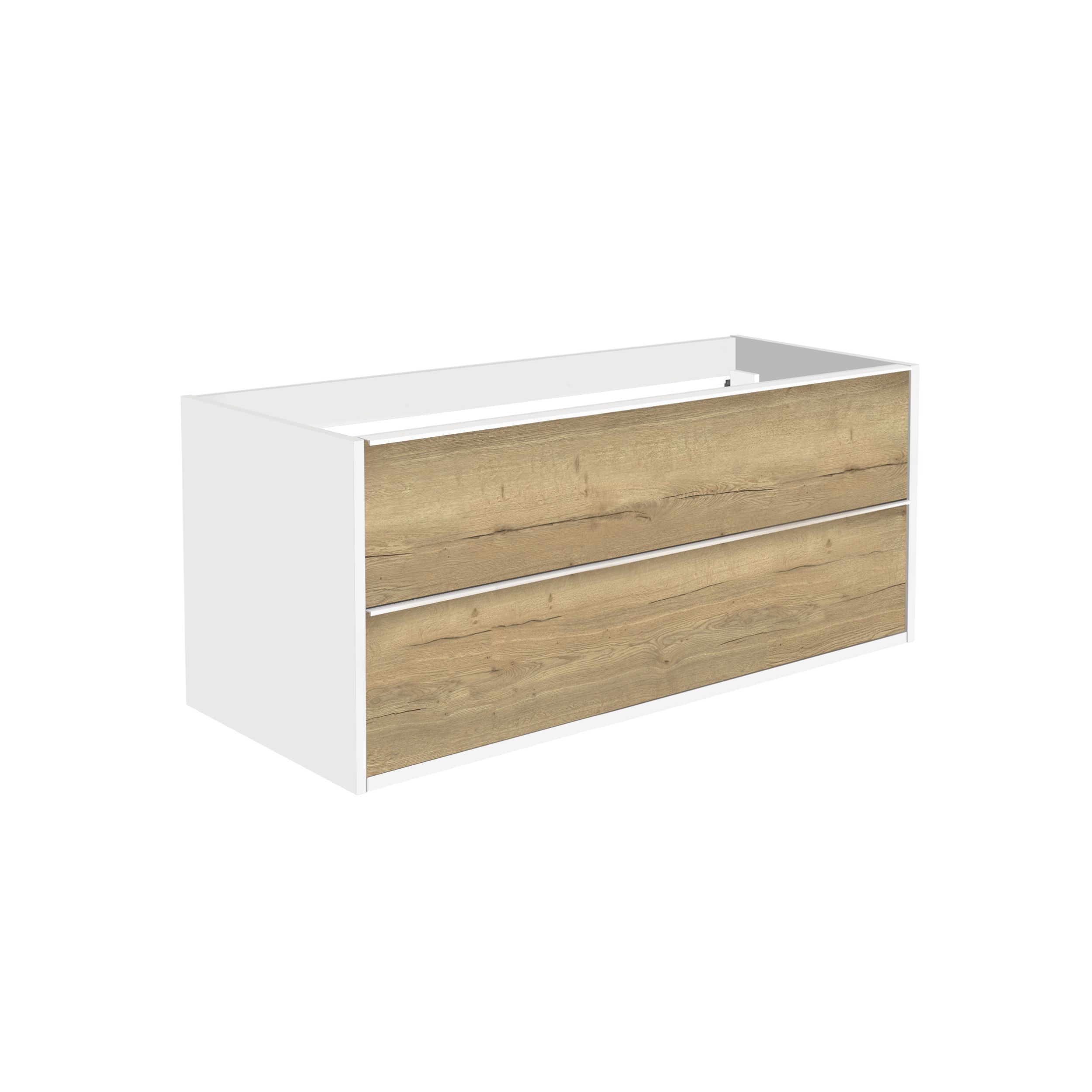  Meuble sous-vasque 120 cm avec poignées blanches - double passage siphon