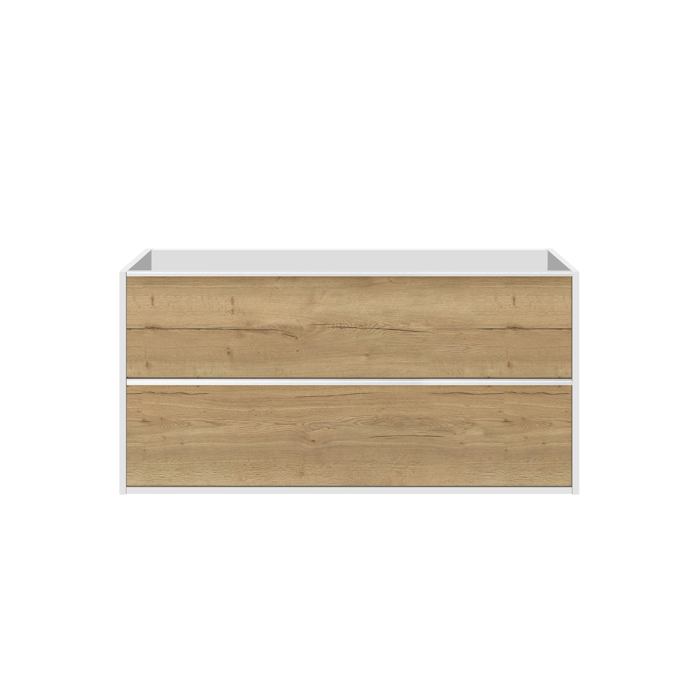  Meuble sous-vasque 120 cm avec poignées blanches - double passage siphon