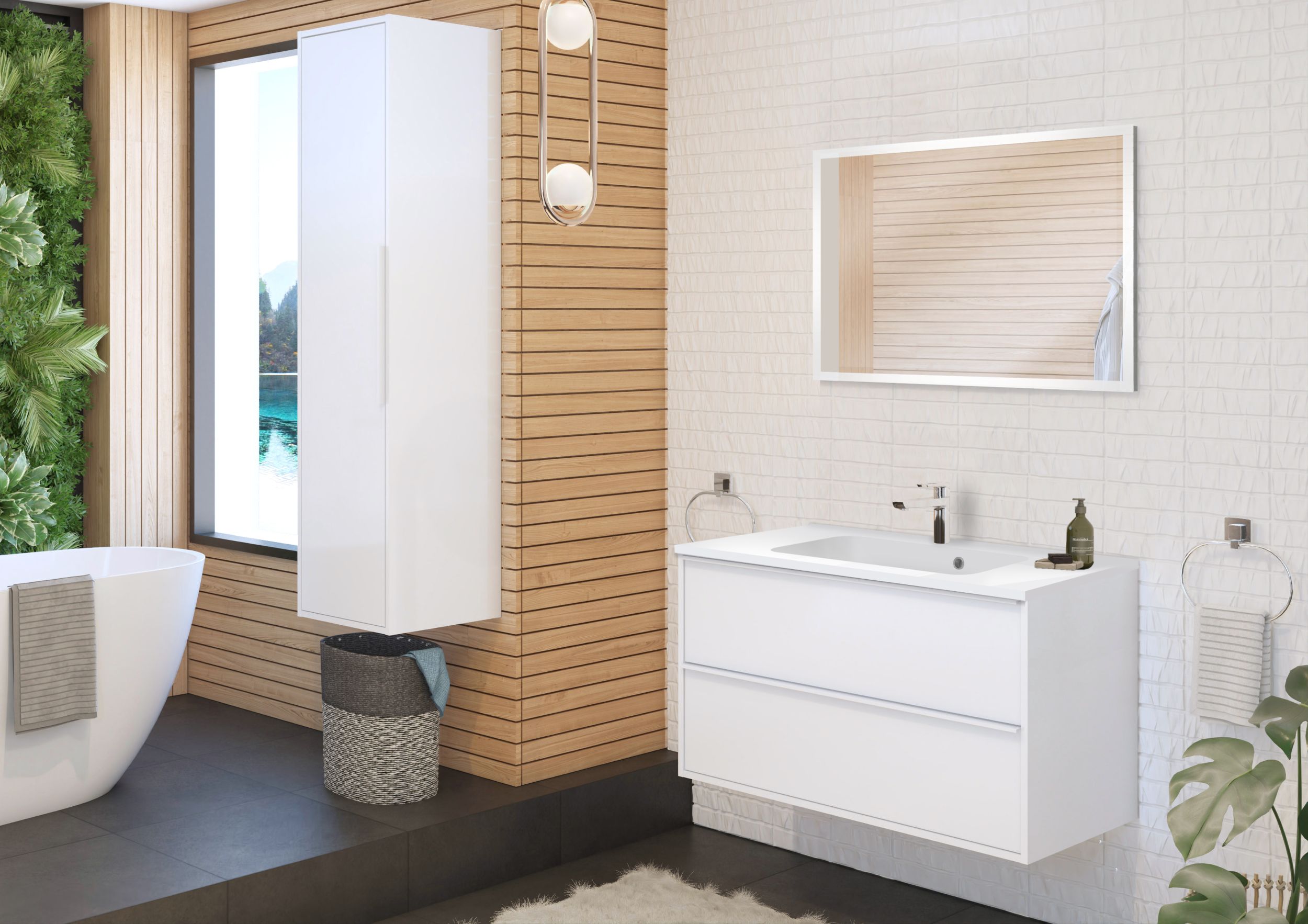  Column 40 cm white handle - for double washbasin
