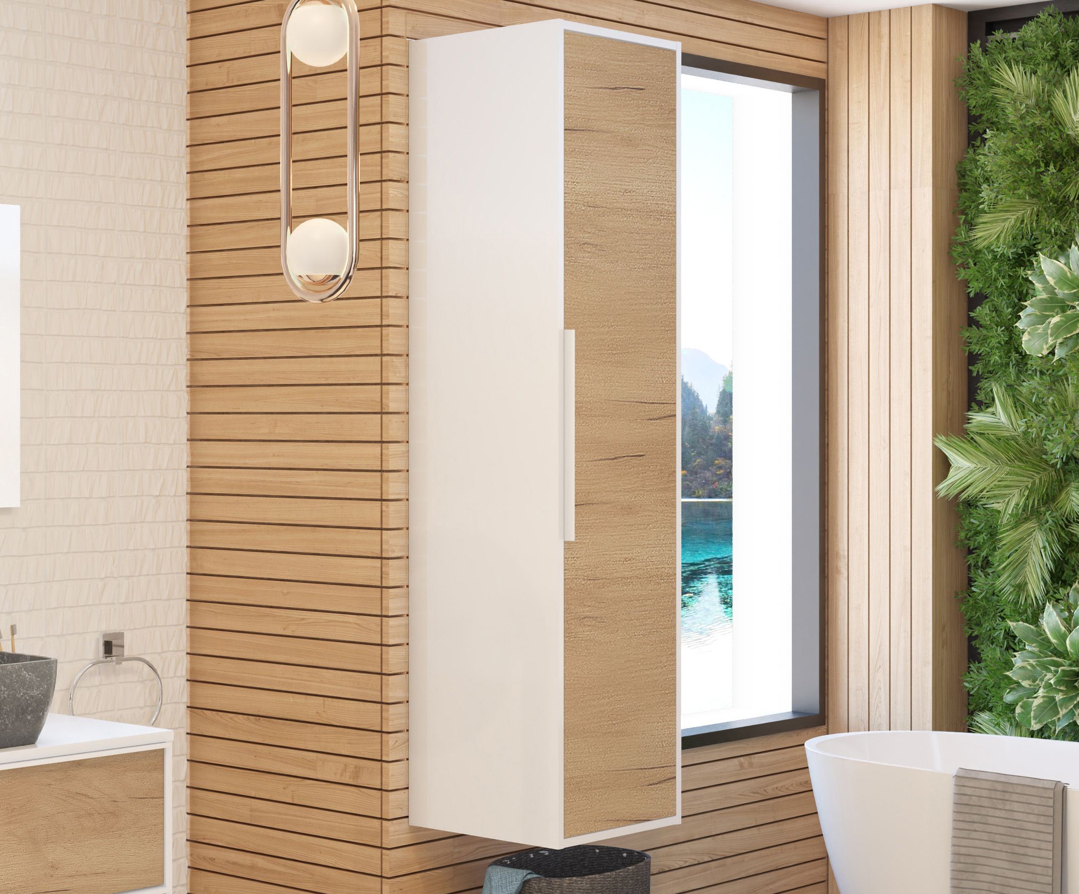  Column 40 cm white handle - for double washbasin