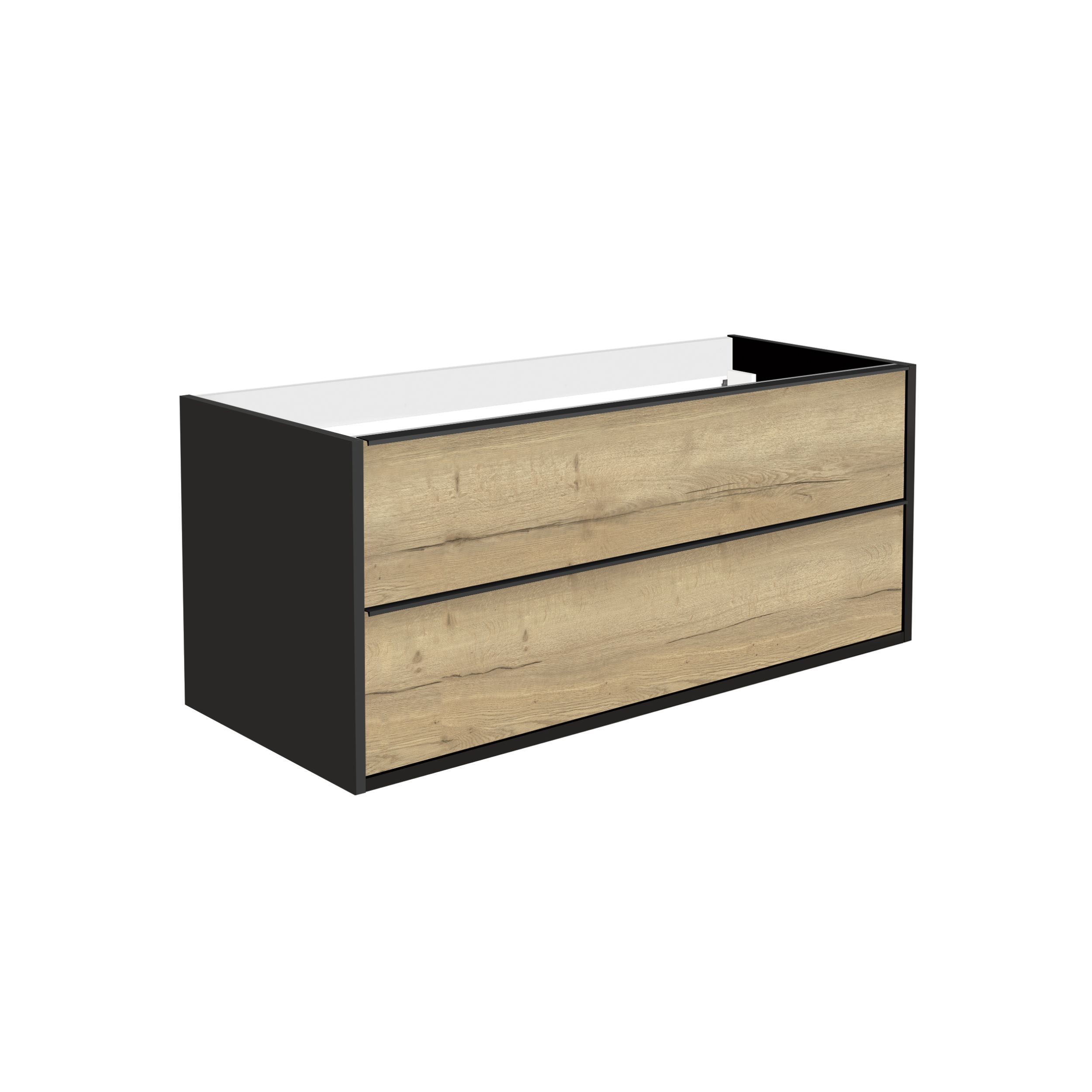  Vanity unit 120 cm with black handles - single centered space for siphon installation