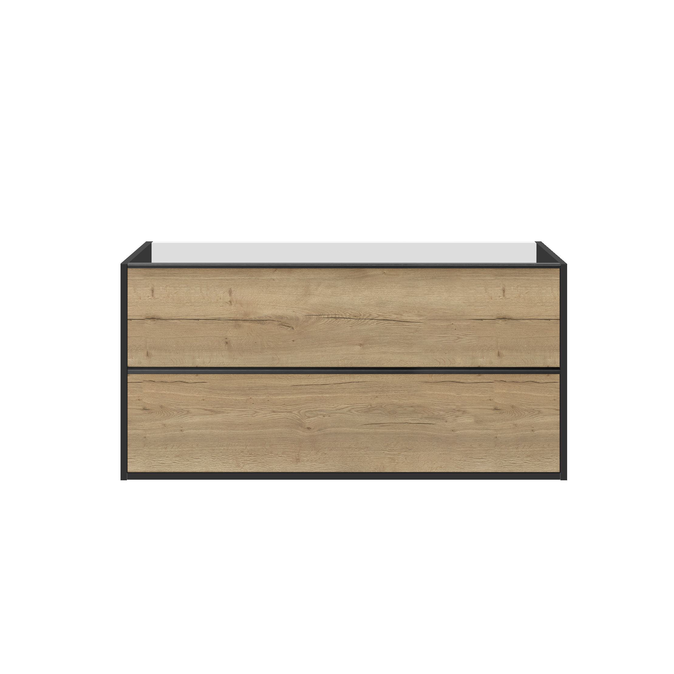  Vanity unit 120 cm with black handles - single centered space for siphon installation