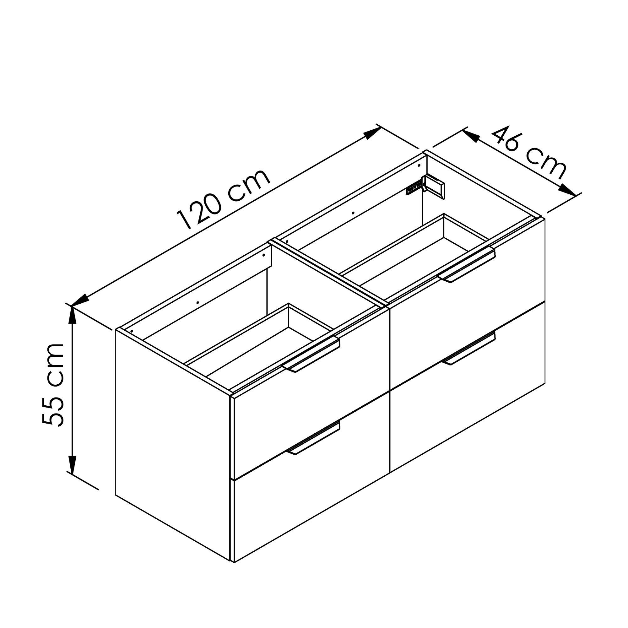  Unterbauschrank 120 cm ohne Siphonpassage