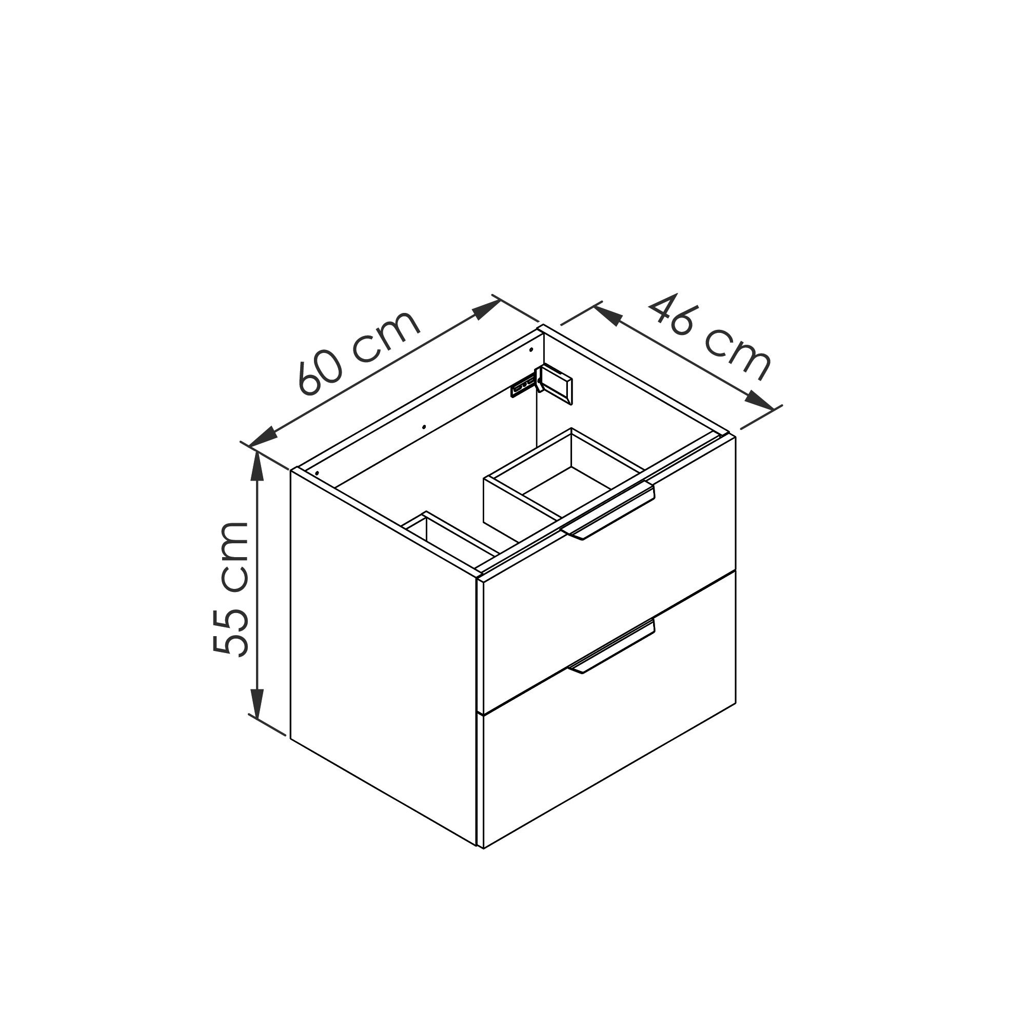  Meuble sous-vasque 60 cm avec passage siphon centré