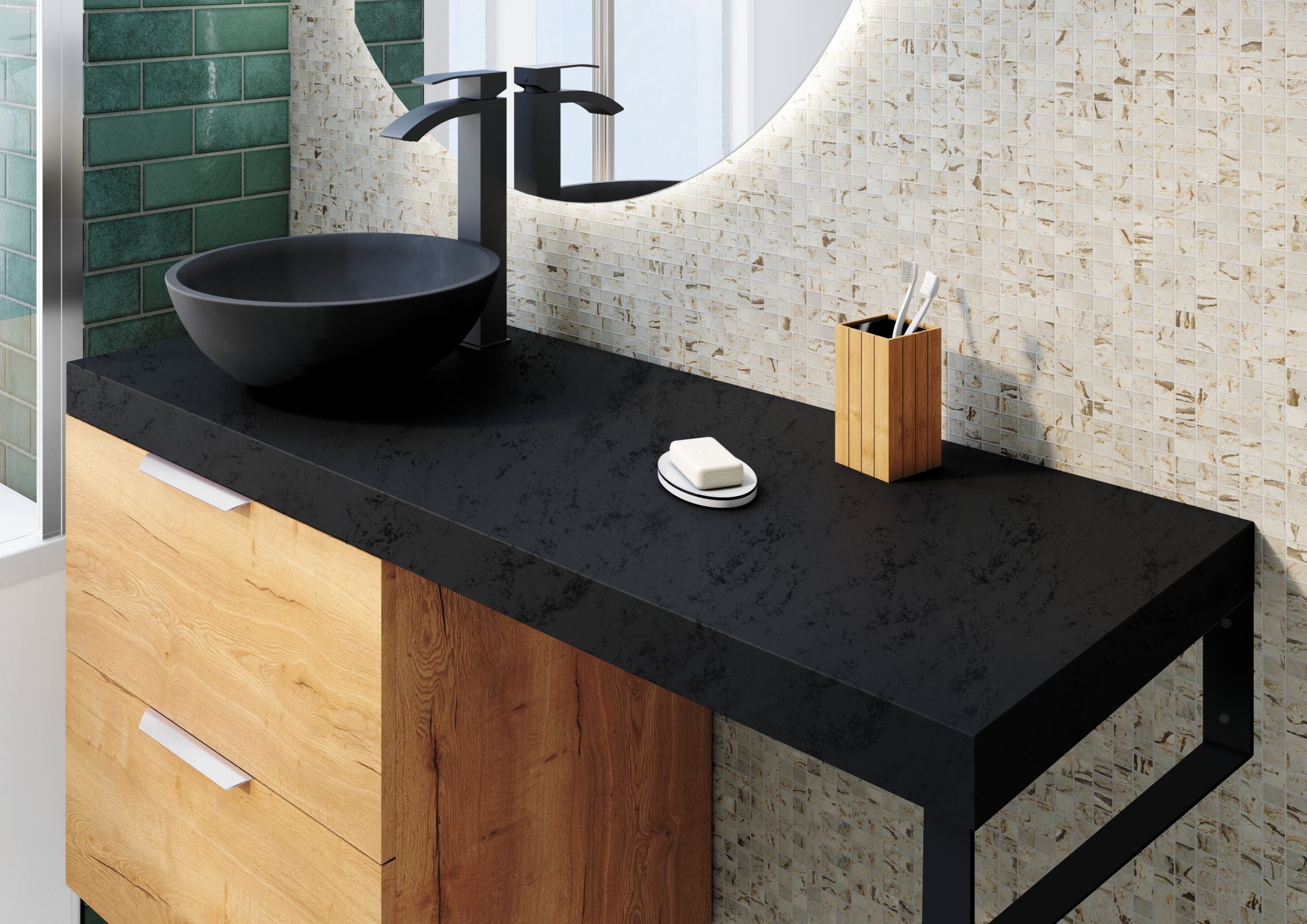  Meuble sous-vasque 60 cm avec passage siphon centré