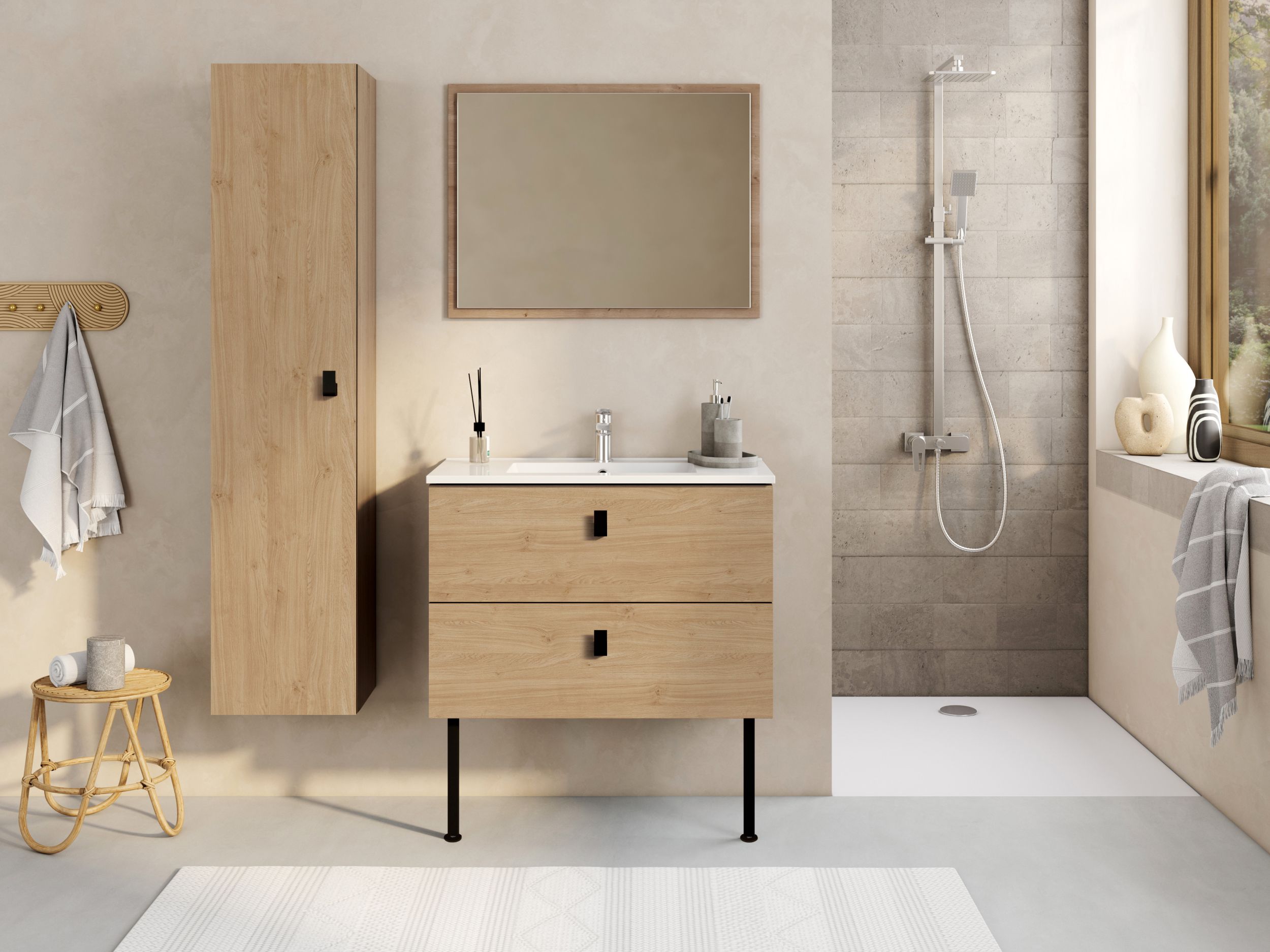  Ensemble 80 cm + Miroir + Plan 
