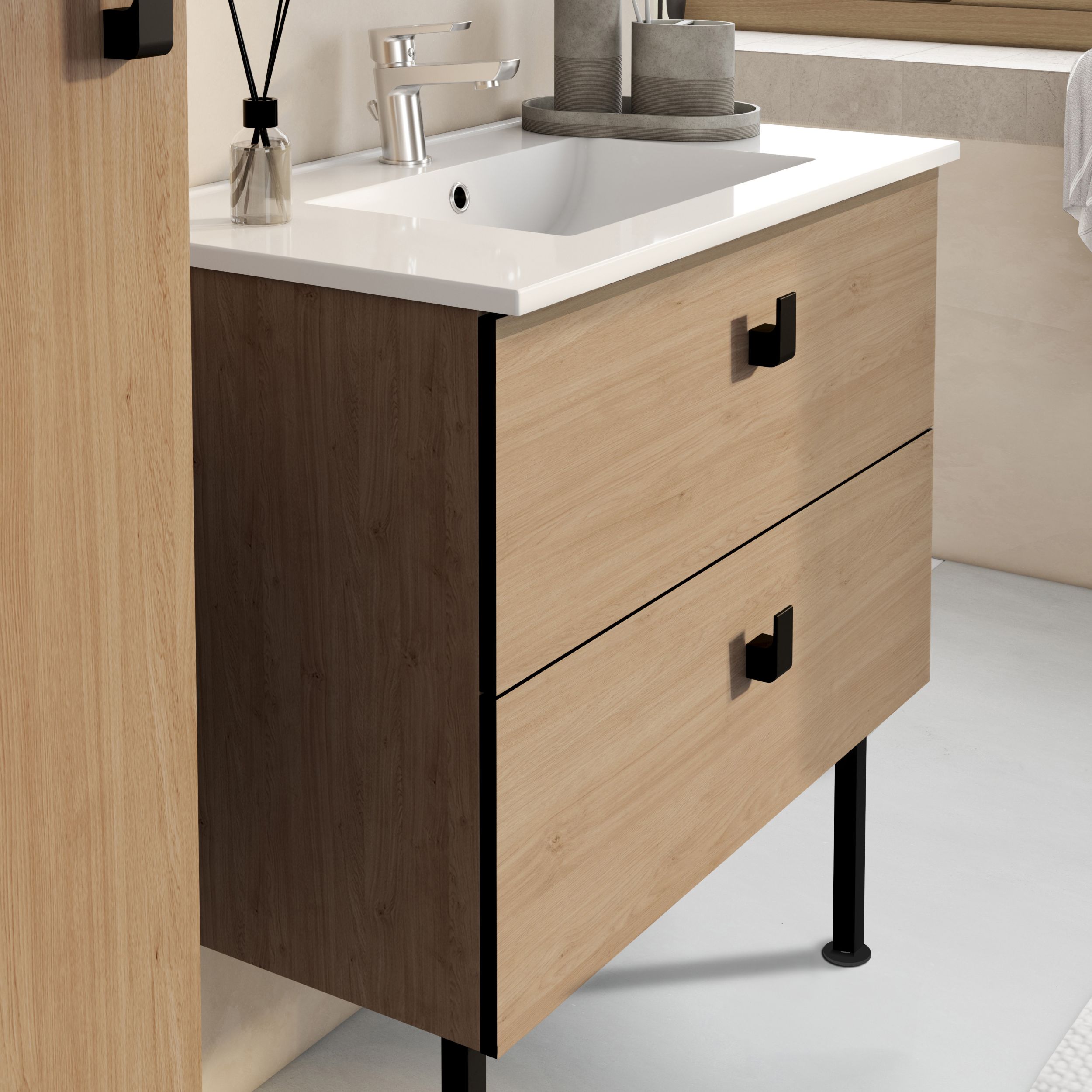  Ensemble 80 cm + Miroir + Plan 