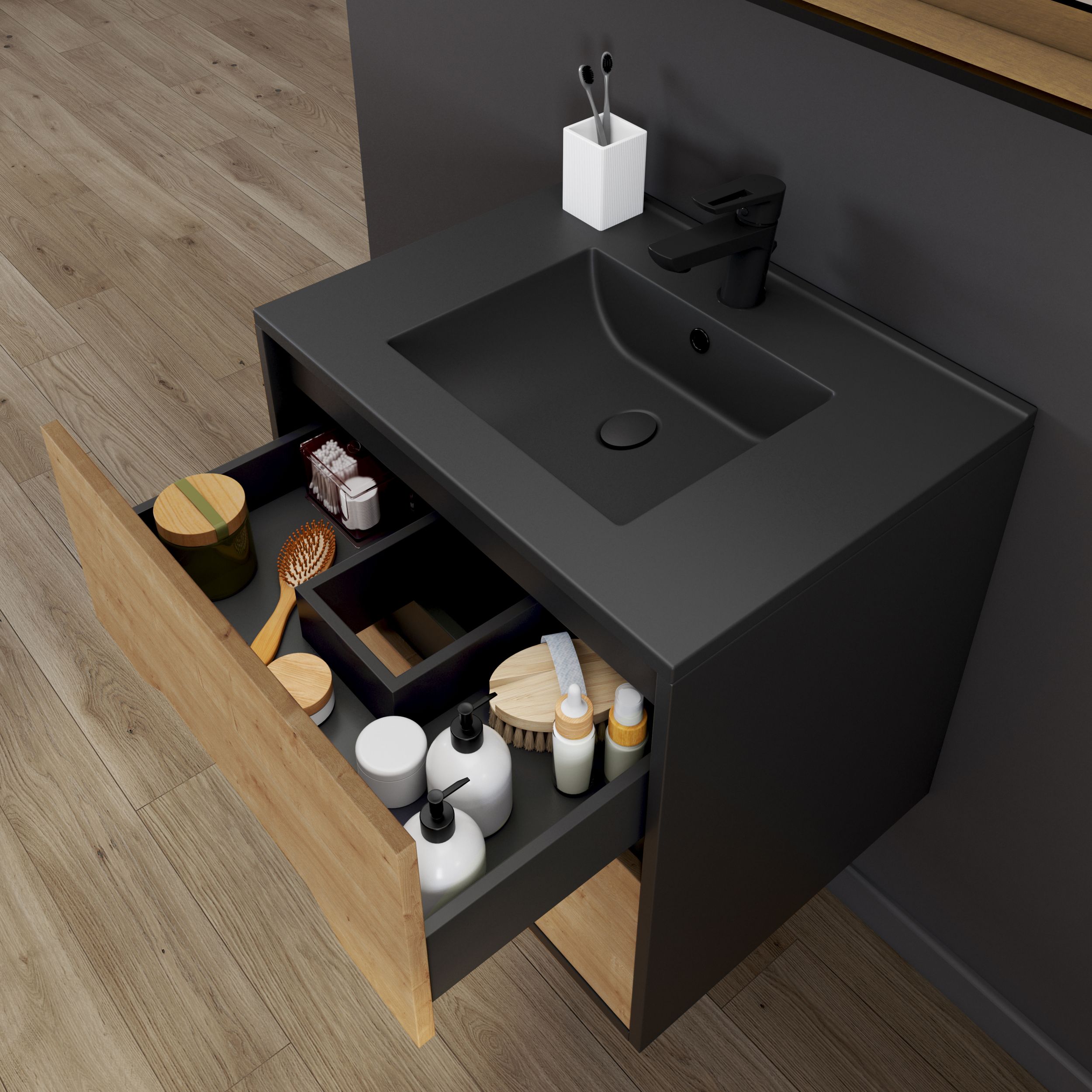  Set 80 cm with mirror and washbasin