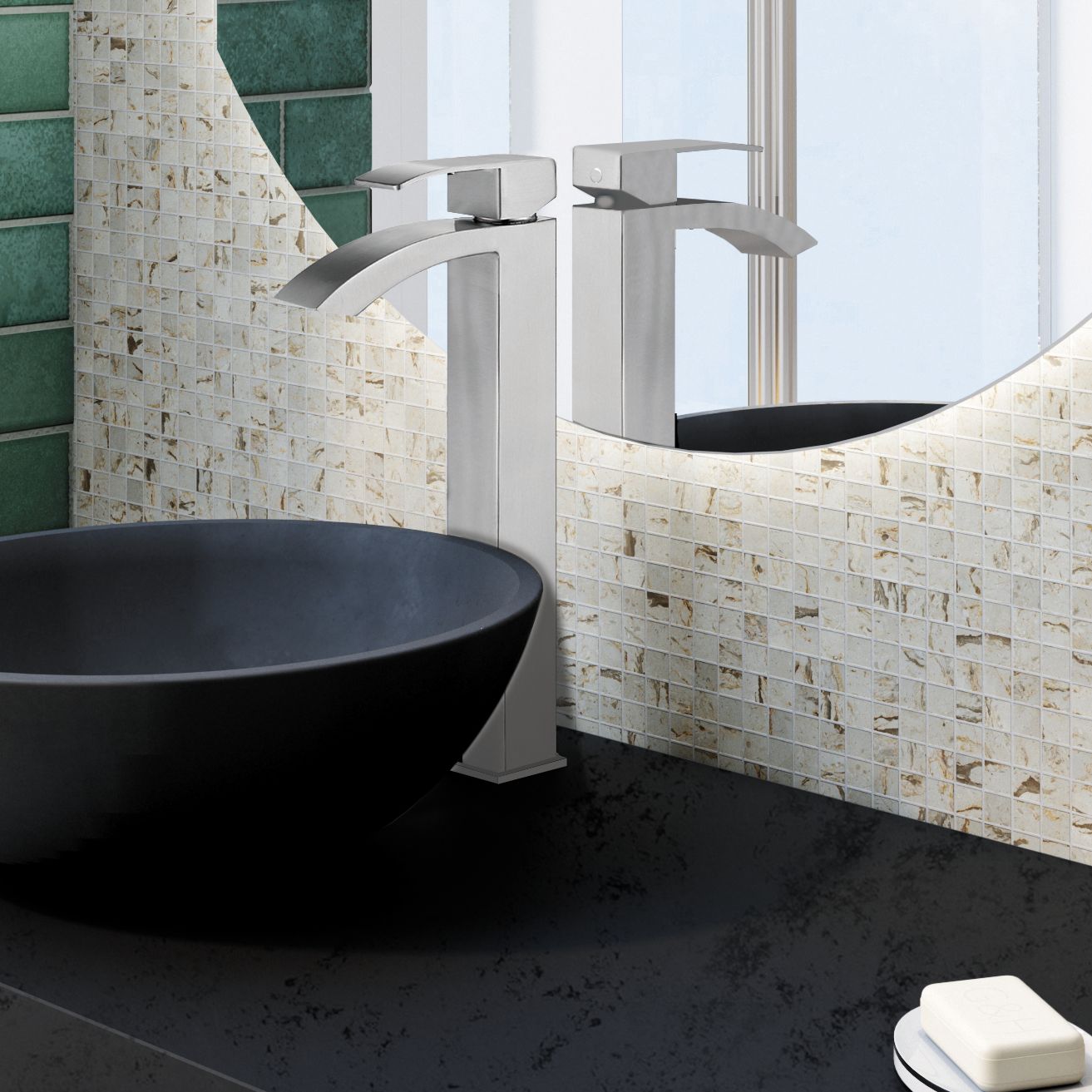  High-rise mixer tap for bathroom sink