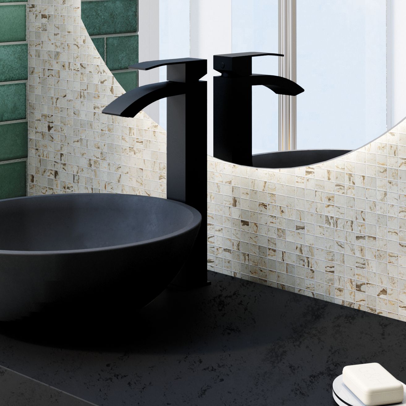 High-rise mixer tap for bathroom sink