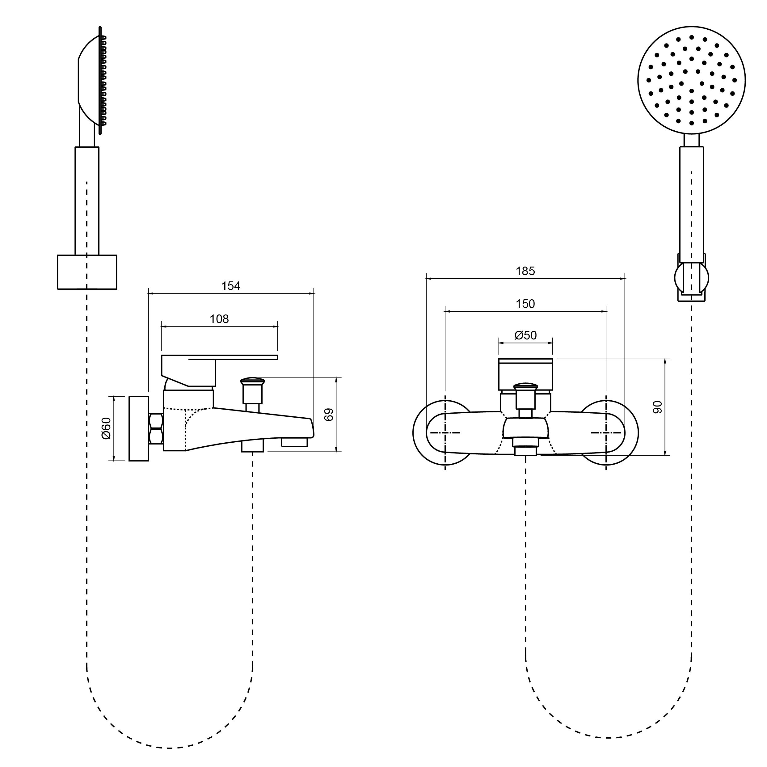  Shower bath mechanical mixer tap