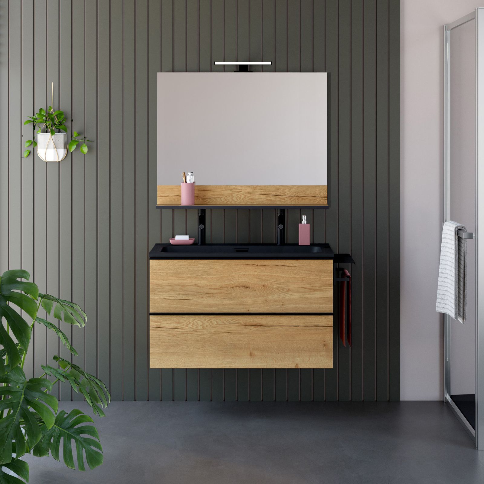  Plan de toilette 101 cm simple vasque pour 2 robinets