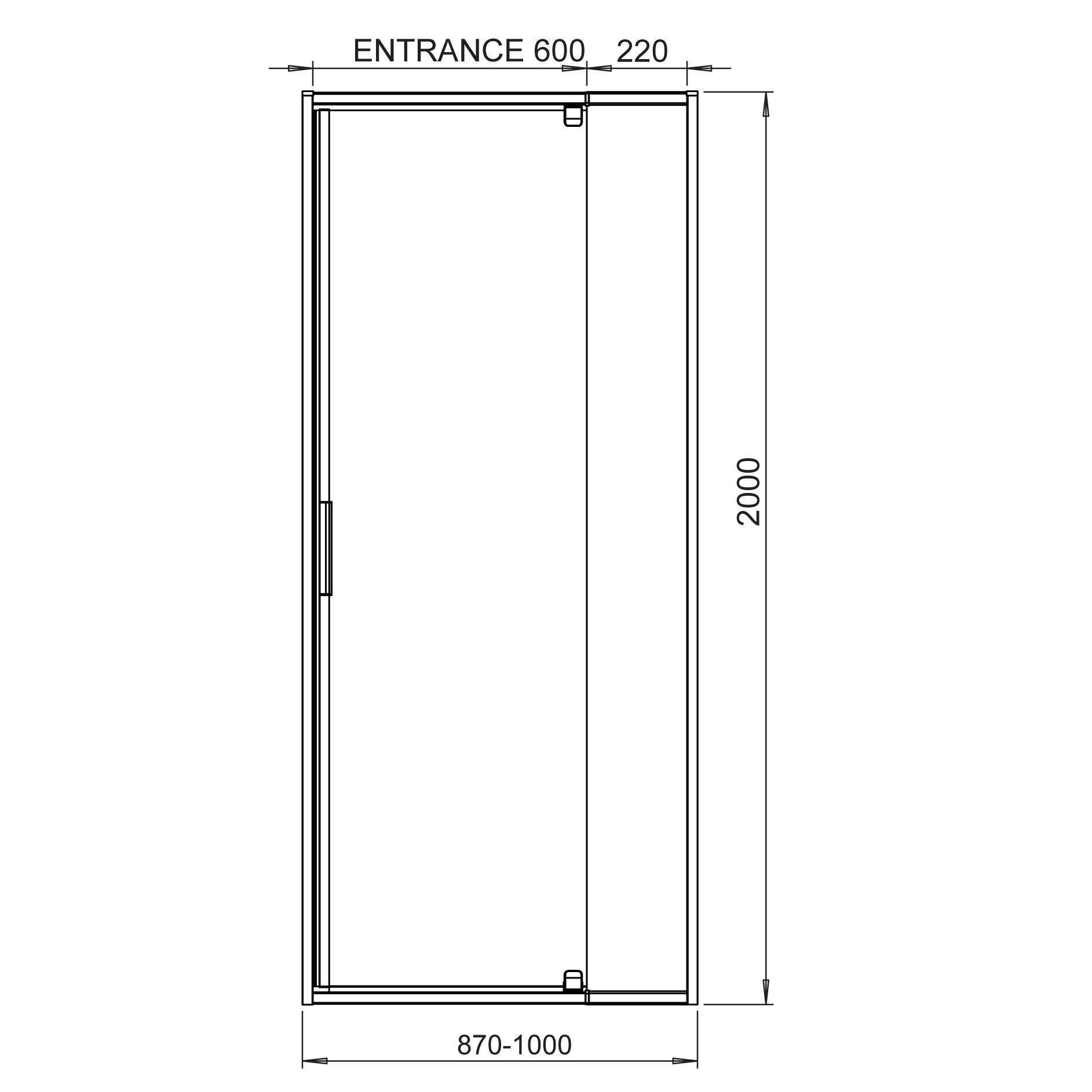 1 porte de douche pivotante extensible