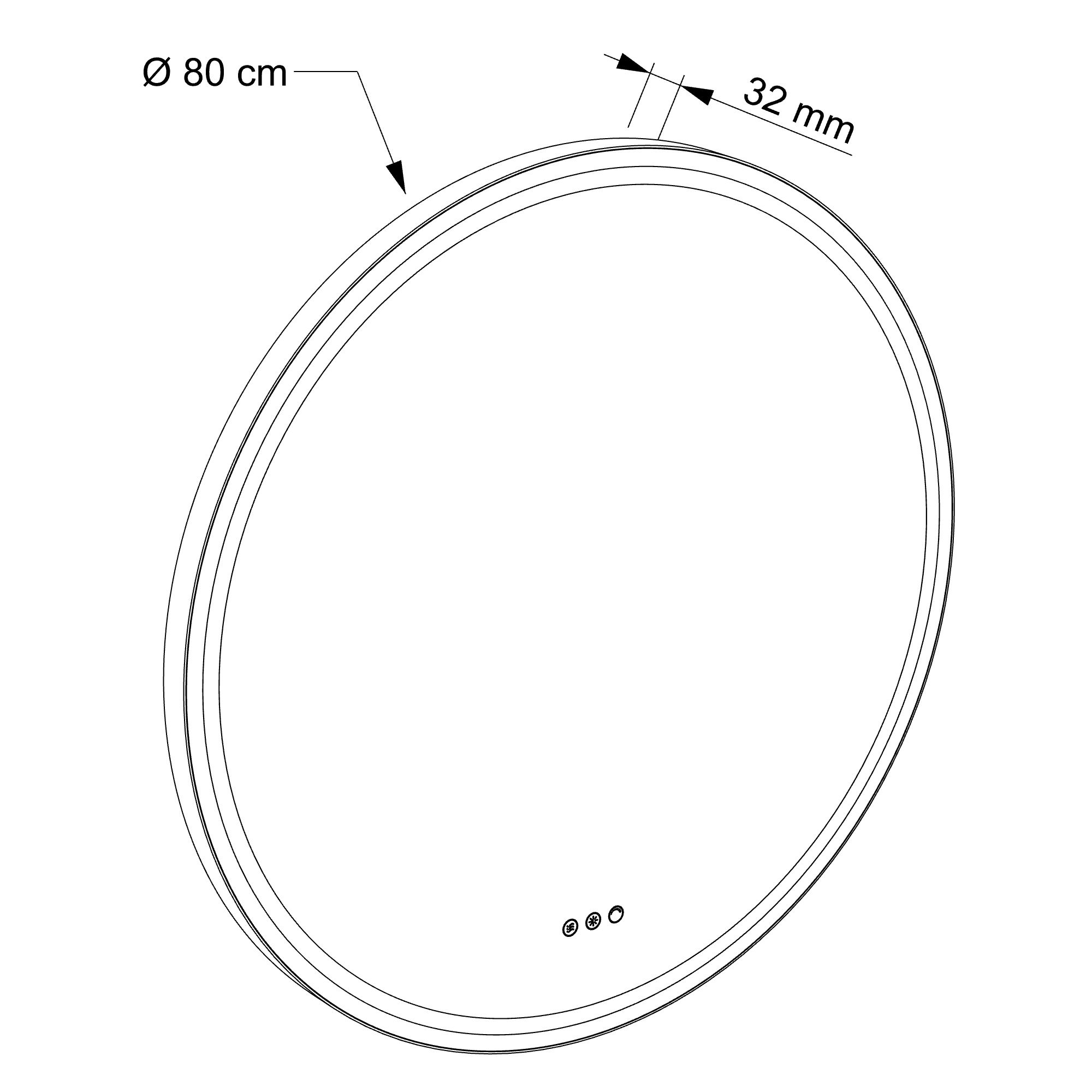  Illuminated mirror LED 80 cm - Round