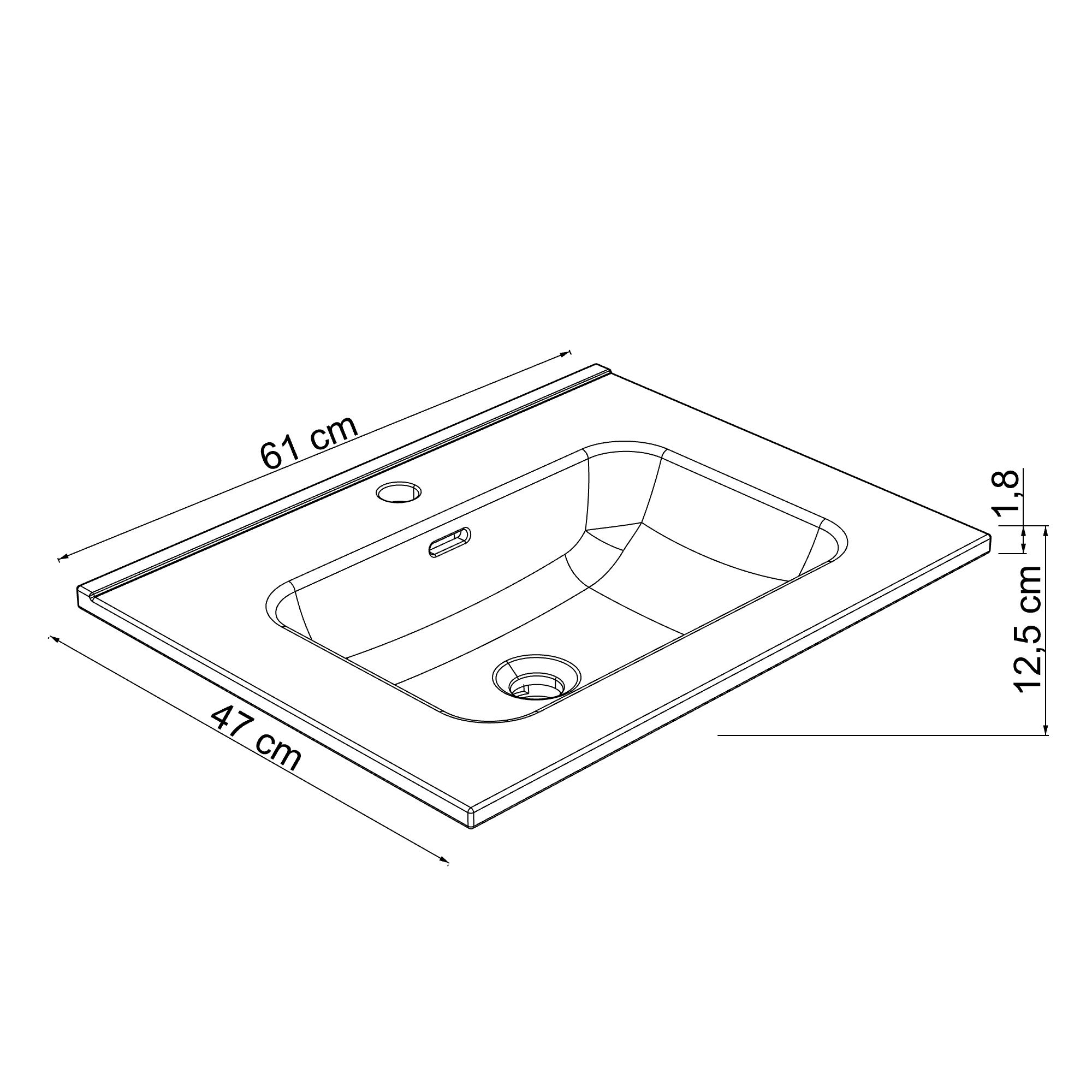  Plan de toilette 61 cm