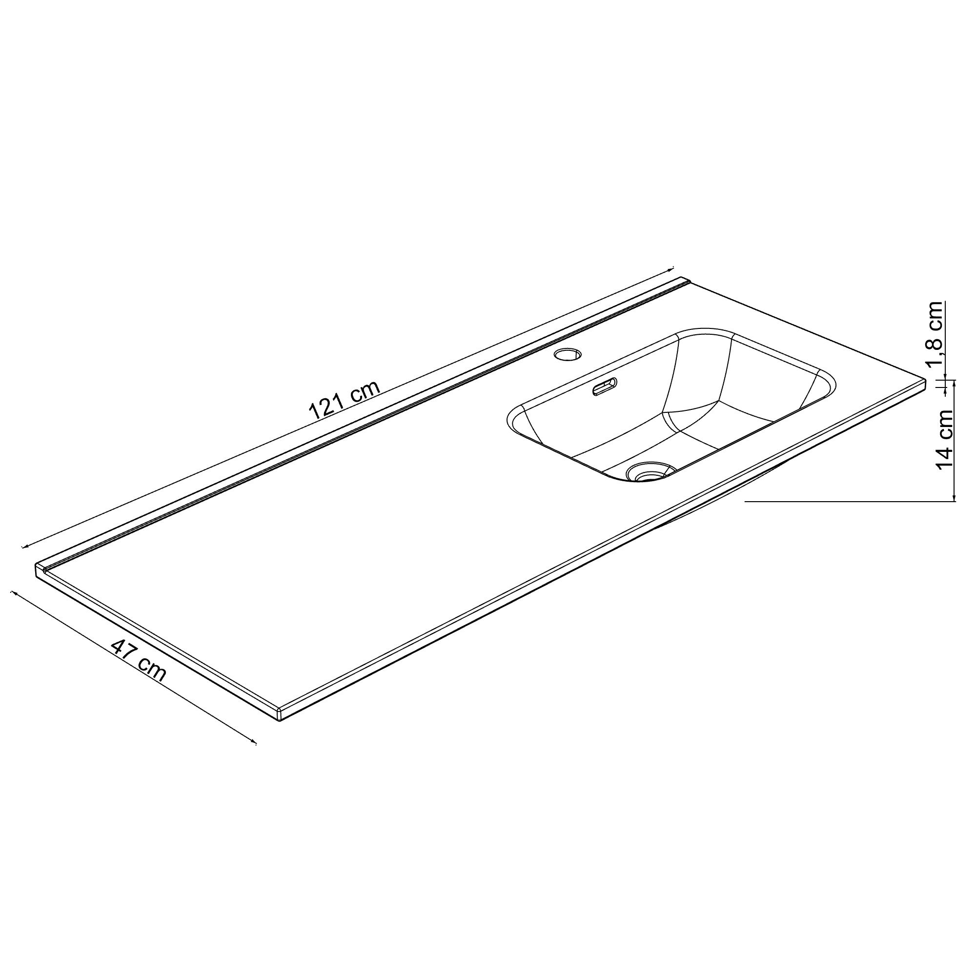  Washbasin 121 cm single basin right