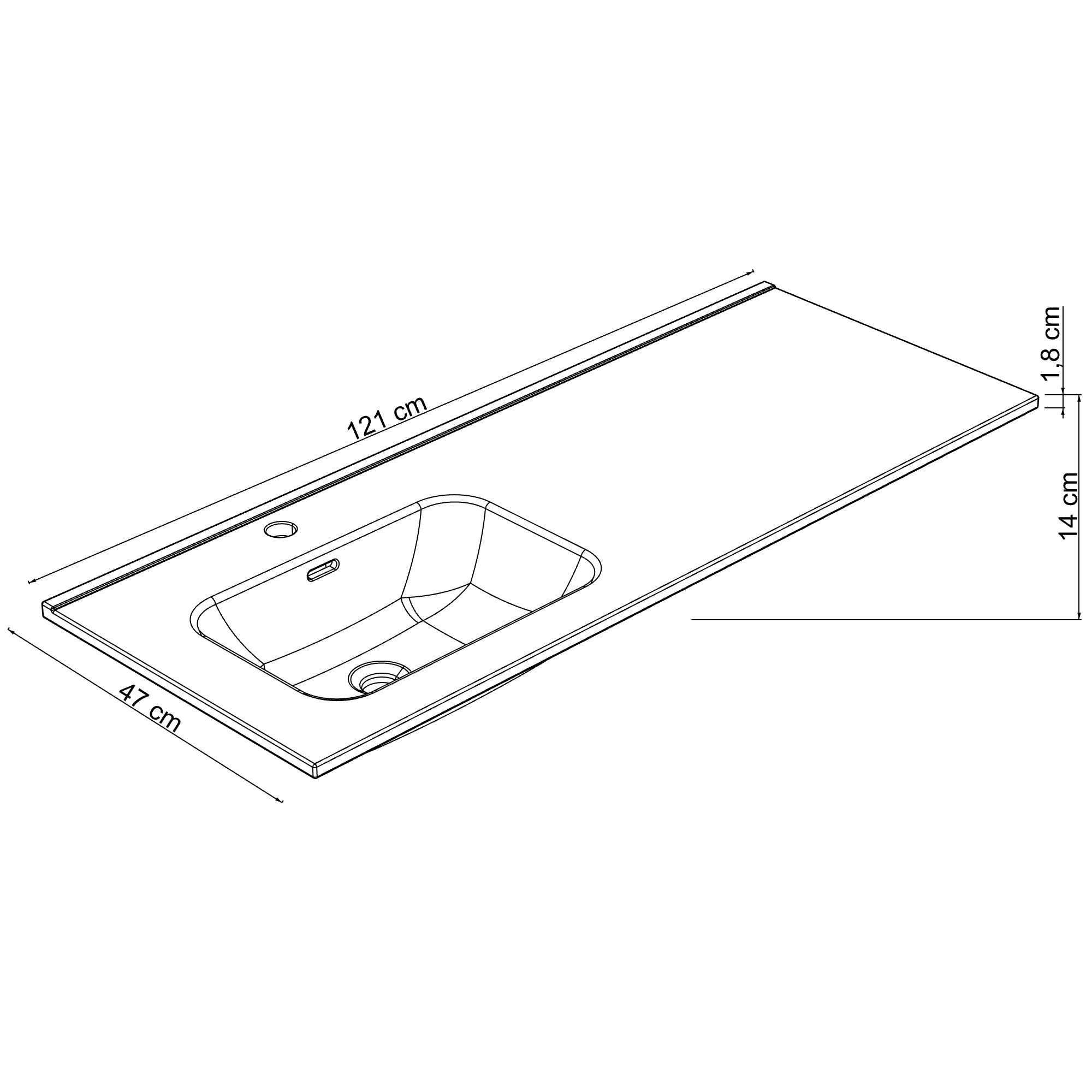  Washbasin 120 cm single basin left