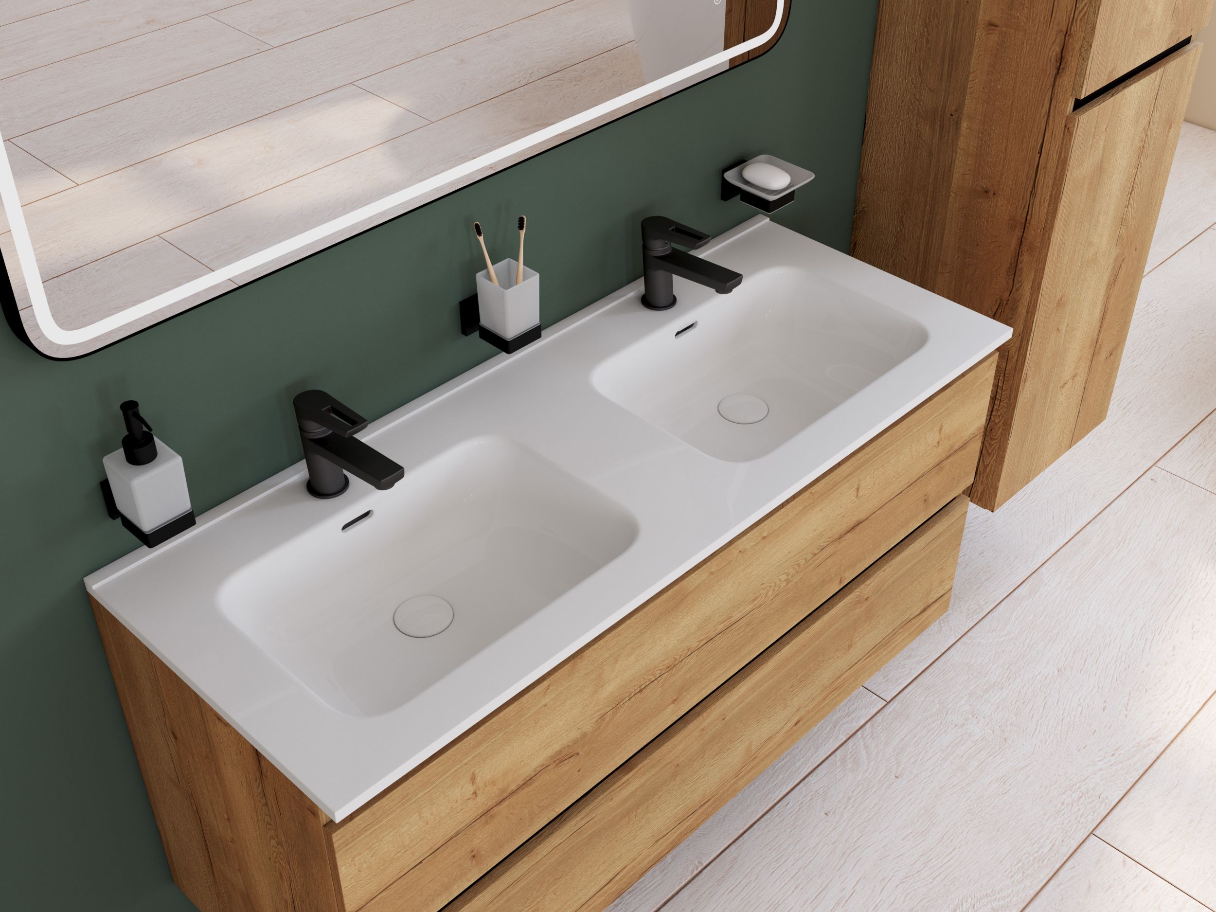  Plan de toilette 121 cm double vasque