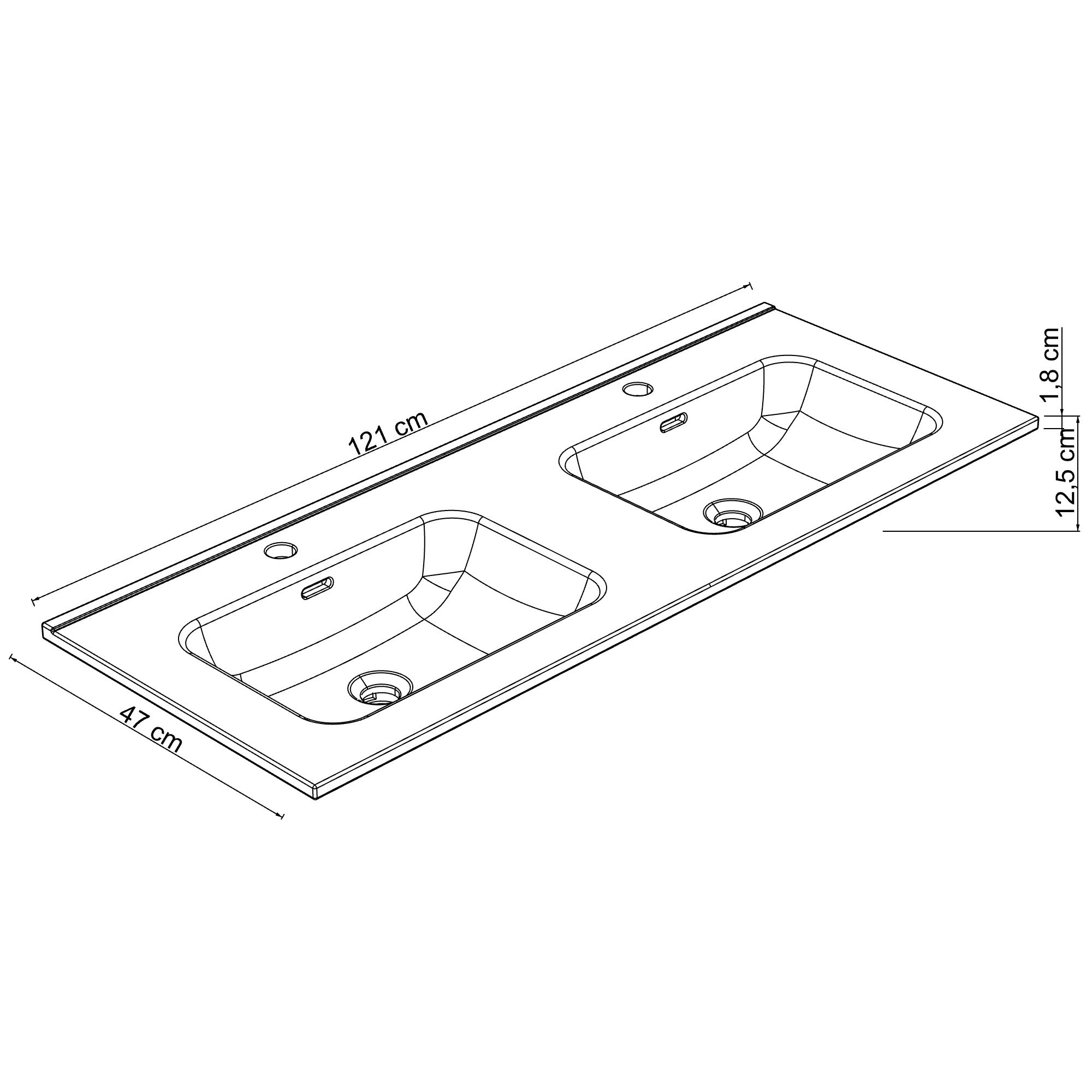  Plan de toilette 121 cm double vasque