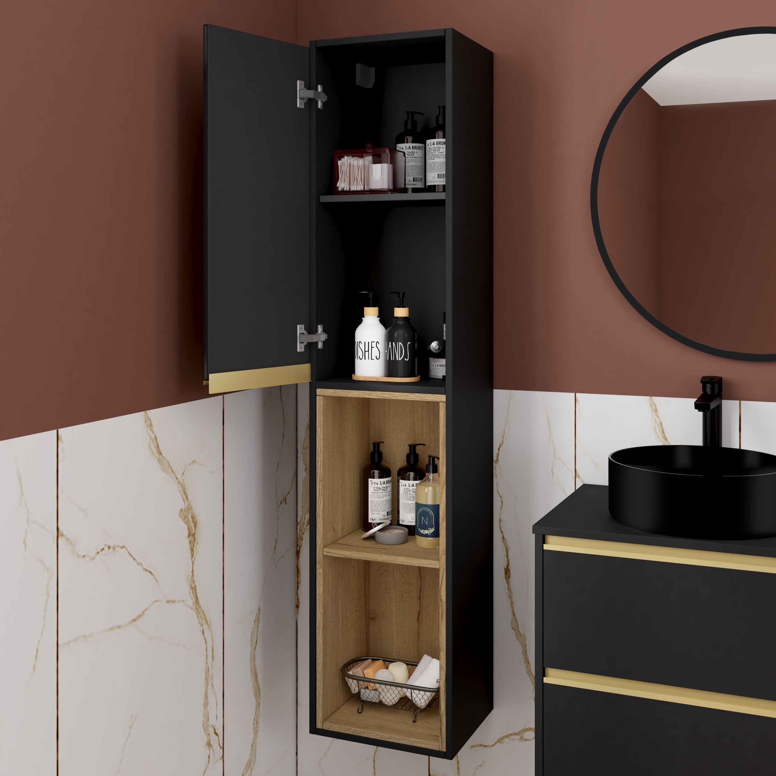  Colonne 35 cm 1 porte ouverture gauche + 2 niches